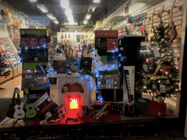 Ackerman Music Christmas window display